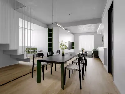 Modern living room dining room interior scenes  3D model