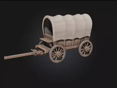 Covered Wagon  Rustic Journey Through Time 3D model