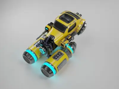 Sci-fi flying car Low-poly 3D model