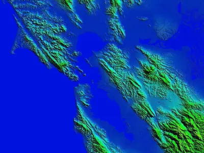 San Francisco Bay area terrain topography elevation model 3D print model