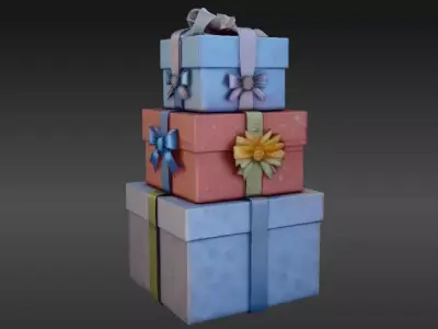 Stacked Gift Boxes 3D Model Christmas Present Decor Low-poly 3D model