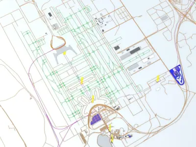 Seoul Incheon ICN Airport Roads Buildings and Public Transport 3D model