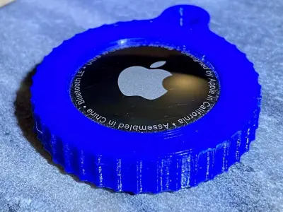 Apple AirTag Screwtop case with attachment hole Open  and Closed 3D print model