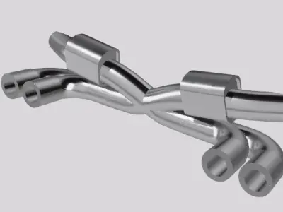 RC Drift Car Twin Exhaust System 1 10 Round Muffler 3D print model