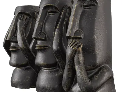 3 Pot Sculpture Set - Abstract Wise Man Figurines 3D Model 3D model