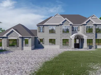 Residential Old Colonial House Exterior 3D model