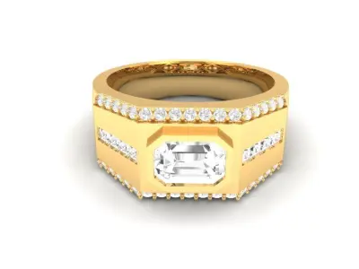 Luxury Emerald Cut Diamond Ring for Men 121 3D print model