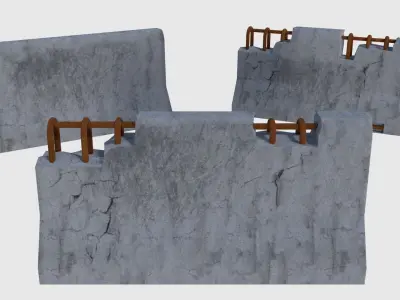 Concrete Road Blocks - Game Ready Low-poly 3D model