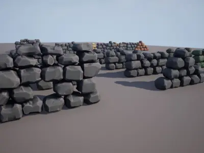 Stylized Walls Vol 1 For Unreal  Low-poly 3D model