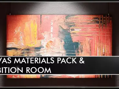 Canvas Materials pack with Exhibition Room for UE4 Low-poly 3D model