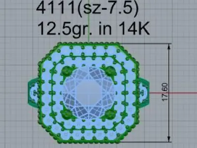 Emerald Halo Ring 4111 3D print model
