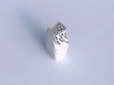 Vase rectangle with organic lattice half solid 3D print model