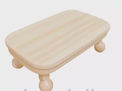 Clay Coffee Table Rounded Legs Model for Living Room Low-poly 3D model
