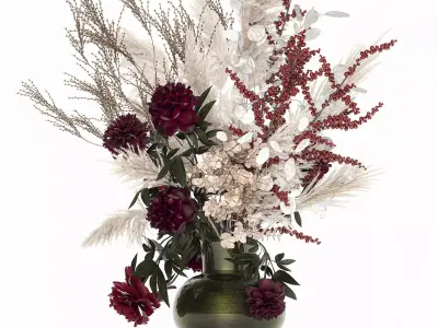 Luxury bouquet of reeds pampas grass and dried flowers 235 3D model