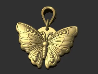 butterfly gold pendant 3D print model