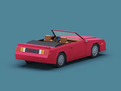 Stylized Cartoon Coupe Convertible Car Low-poly 3D model