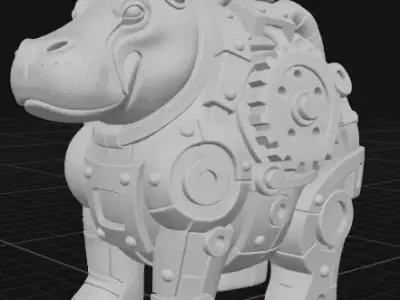 Industrial Hippo Sculpture 3D print model
