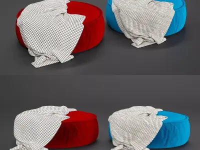 Velvet Pouf Set 1 3D model