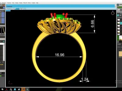 Luxury Floral Emerald Diamond Ring 3134 3D print model