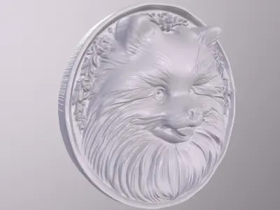 Pomeranian 4 basrelief for 3D printing 3D print model