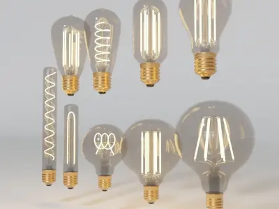 industrial light led bulb collection 3D model