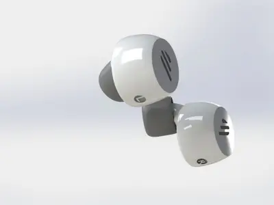 A pair of Bluetooth headsets modeled using SOLIDWORKS 3D print model