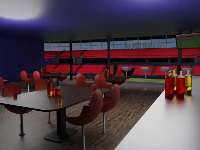 Australia Football Stadium and Interiors Low-poly 3D model