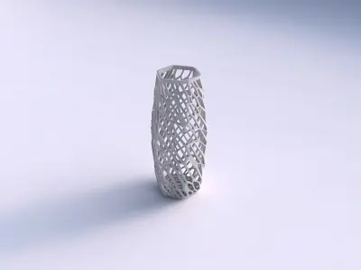 Vase hexagon with faceted and twisted organic lattice 3D print model