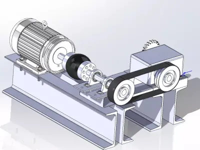 Belt Drive System with Electric Motor  3D CAD Model 3D model