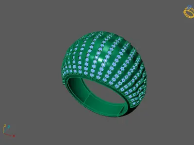 STL 3DM Print Ready Women Diamond Ring Lightweight Printable  3D print model 134
