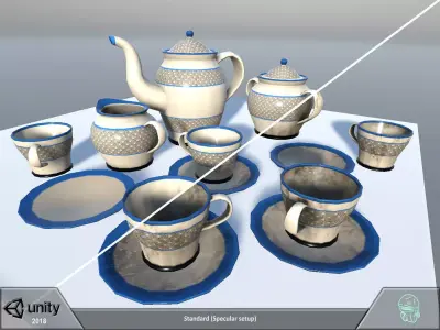 Tea coffee set Low-poly 3D model