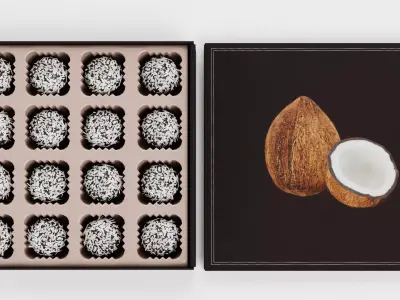 Chocolate Box V6 - Luxury Gift Box Filled with Coconut Pralines 3D model