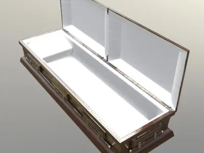 Casket Beech Wood- Unity - HDRP - UE4 Low-poly 3D model