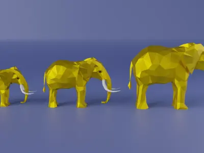 Gold Elephant Statue Low-poly 3D model