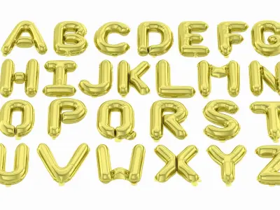 Balloon Alphabet Gold 3D model