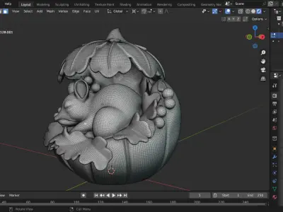 Sleeping Chipmunk in Acorn Nest 3D print model