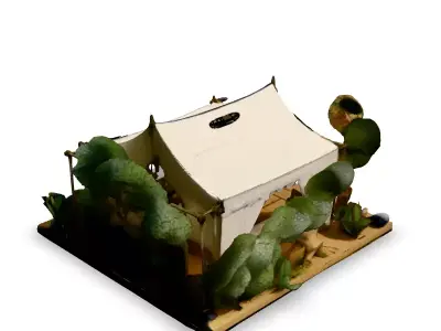 Luxury Safari Tent Diorama Low-poly 3D model