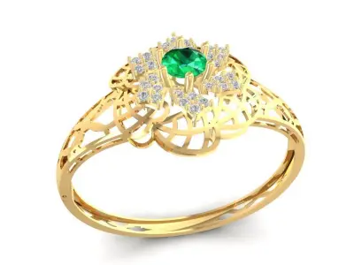 Elegant Filigree Floral Gemstone Ring for Women  1208 3D print model