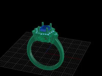 fantastic ring with emerald gem stone  3D print model