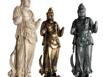 Standing Buddha bodhisattva sculpture Low-poly 3D model