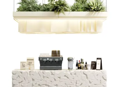 Coffee Shop Reception Restaurant Br Counter 19 3D model