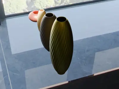 High-Quality Twisted Vase Collection 3D Model Low-poly 3D model