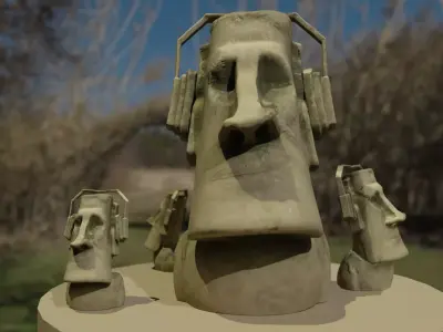Moai Statue Sculpted in Blender Textured in Substance Painter 3D model