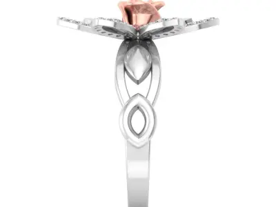 Diamond Rose Ring 3D print model