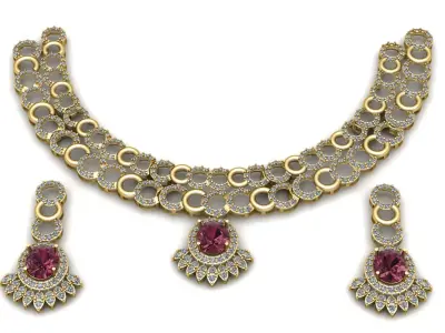 Luxury Wedding Earrings and Necklace 3d Printable Model 3D print model