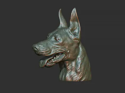 Doberman head 3D print model