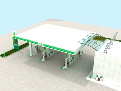 BP British Petrol Station England 3D model