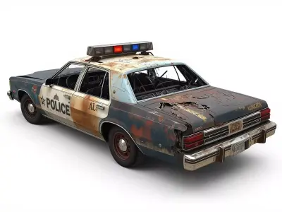 Rusted Police Cruiser 3D Model Post Apocalyptic Prop Low-poly 3D model
