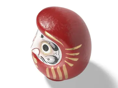 Daruma japanese doll Low-poly 3D model