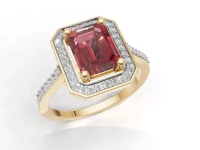 AV 723 Emerald And Round Diamond Bridal Engagement Ring 3D print model